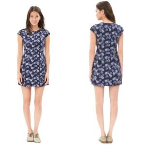 GAP Floral Navy Linen Cotton Cap Sleeve Mini Dress 2